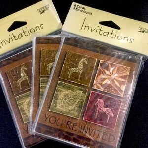 New 24-Pack Paper Art Tribal Collage You're Invited Party Invitation Cards Envel